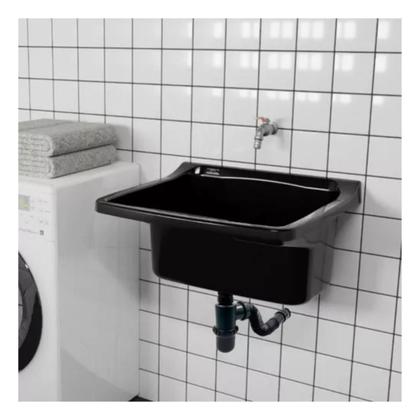 Imagem de Tanque De Plástico 22l Preto + Sifão Copo + Veda Rosca