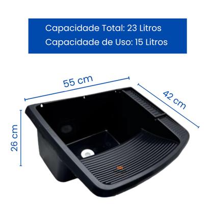 Imagem de Tanque de Plastico p/ Lavar Roupa 23L + Sifão + Veda Rosca + Grampo Roupa