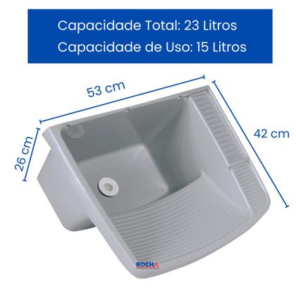 Imagem de Tanque de Plastico para Lavar Roupa com Sifão Torneira Viqua Valvula