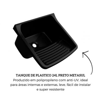 Imagem de Tanque de Plastico Preto 24L Com Válvula Metasul