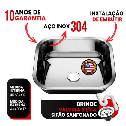 Imagem de Tanque Inox 50X40X20 S/ESFREGADOR  - Sobrepor e Embutir