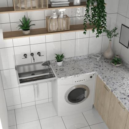 Imagem de Tanque Inox 68 Litros Fixa Parede 608x506x434 Solo