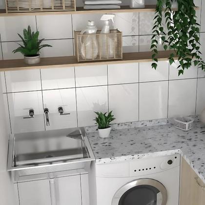 Imagem de Tanque Inox 68 Litros Fixa Parede 608x506x434 Solo