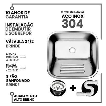 Imagem de Tanque Inox American Steel 40X40 22 Litros Inox 304 + Válvula