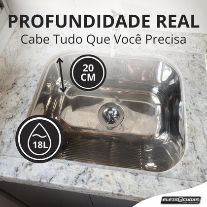 Imagem de Tanque Inox Eletrocubas Brilho 40x34x20 18l Sobrepor Embutir