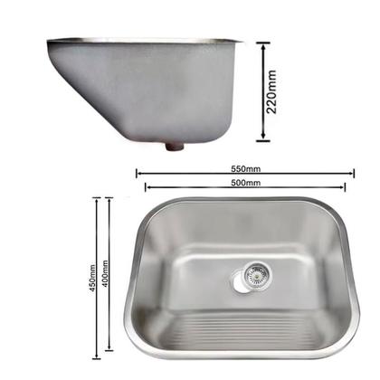Imagem de Tanque Inox Lavanderia 55x45 Com Válvula Aço Inox Brinovar