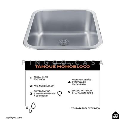Imagem de Tanque Inox Monobloco Pingoo.casa - Prata
