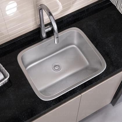 Imagem de Tanque Lavanderia 55 X 45 Com Válvula Aço Inox 201 Tubrax