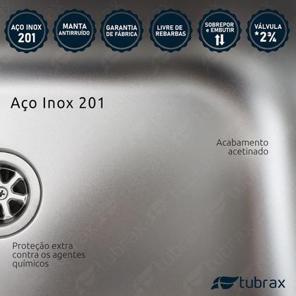 Imagem de Tanque Lavanderia 55 X 45 Com Válvula Aço Inox 201 Tubrax