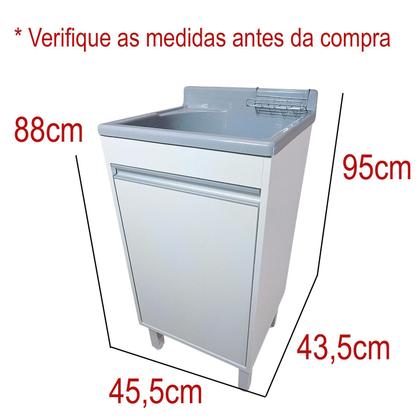 Imagem de Tanque Lavanderia Fibra 25L Com Gabinete em MDF Incluso Torneira de Mesa