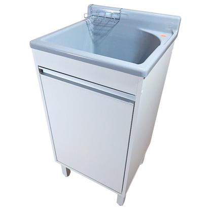 Imagem de Tanque Lavanderia Fibra 25L Com Gabinete em MDF Incluso Torneira de Mesa