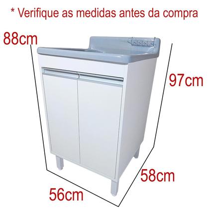 Imagem de Tanque Lavanderia Fibra 45L Com Gabinete em MDF Incluso Torneira de Mesa