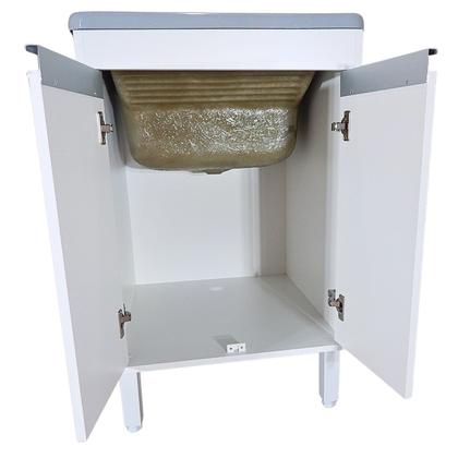 Imagem de Tanque Lavanderia Fibra 45L Com Gabinete em MDF Incluso Torneira de Mesa