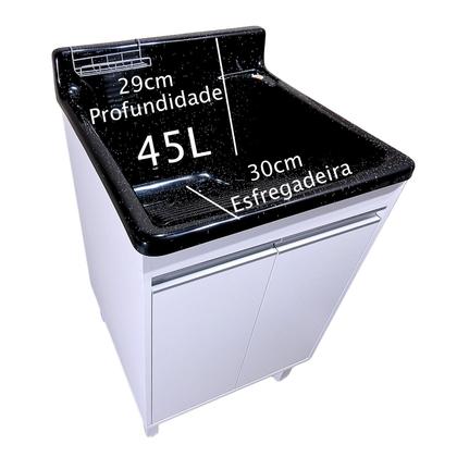 Imagem de Tanque Lavanderia Fibra 45L Com Gabinete em MDF Para Torneira de Mesa