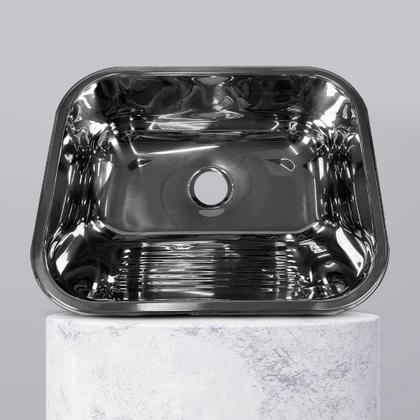 Imagem de Tanque Lavanderia Inox 304 Grande 50x40 Sobrepor Embutir 30l