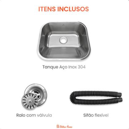 Imagem de Tanque Para Lavanderia de Aço Inoxidável Escovado Com Ralo