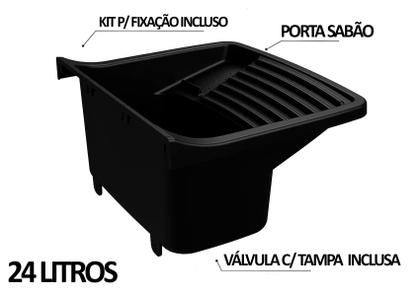 Imagem de Tanque Plástico Lavar Roupas C/ Sifão E Valvula Lavanderia 24L Veronna Cor Preto