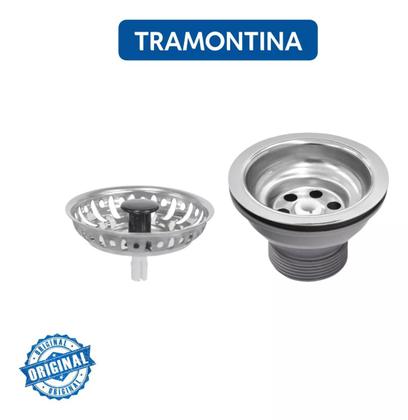 Imagem de Tanque Tramontina Hera 34 L 50x40 Prime Grande Aço Inox Acetinado Fosco com Válvula e Sifão Lavanderia Encaixe Sobrepor Embutir 94400107