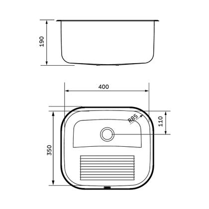 Imagem de Tanque Tramontina Hera Compact 19 40X35 94404117 Aço Inox Escovado + Sifão