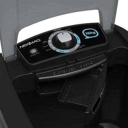 Imagem de Tanquinho De Lavar Roupa 16kg Newmaq Semiautomático com 9 Programas de Lavagem Preto 220V