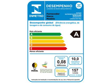 Imagem de Tanquinho de Lavar Roupas Suggar 10kg Lavadora Lavamax Eco LE1021PT