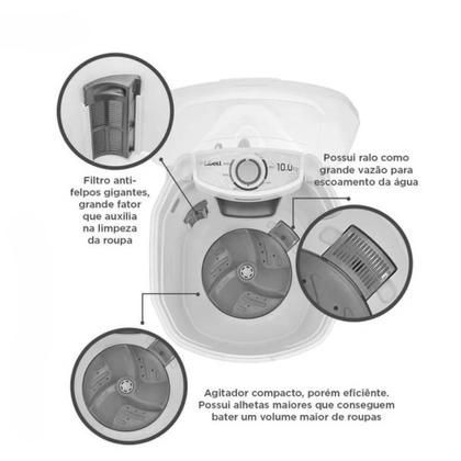 Imagem de Tanquinho lavadora Libell 10 kilos semiautomática com lavagem por turbilhonamento 127V Prata