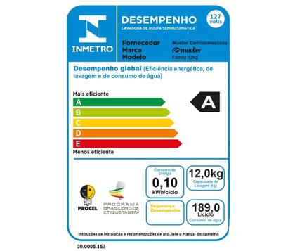 Imagem de Tanquinho/Máquina de lavar roupa Semiautomática Mueller Family com Aquatec 12kg Preta