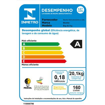 Imagem de Tanquinho Mueller 20kg Big Preto 127v