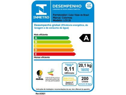 Imagem de Tanquinho Semiautomática 20kg Colormaq 127v