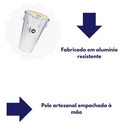 Imagem de Tantan Conico 12 pol Aluminio c/ Aro Cromado e Pele Animal injetada Timbra 8254