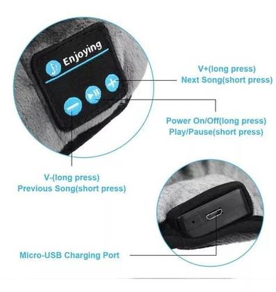 Imagem de Tapa Olho Máscara Dormir Fone De Ouvido Bluetooth PRETO