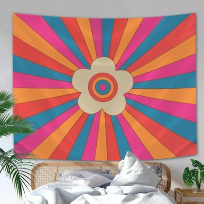 Imagem de Tapeçaria Boho Sol Lua Arco-Íris Para Decoração De Quarto, Cobertura De Cama