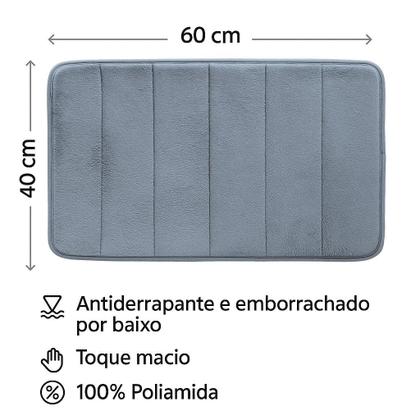 Imagem de Tapete 60x40 Banheiro Quarto Escritório Cozinha Cinza Toque Suave Emborrachado Antiderrapante Powermaid 100% Poliester