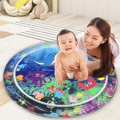Imagem de Tapete Água Atividade Inflável Redondo Bebê Almofada Interativo