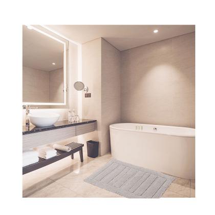 Imagem de Tapete Algodao Retangular Aconchegante Macio Cinza Prata 60x90cm