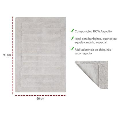 Imagem de Tapete Algodao Retangular Aconchegante Macio Cinza Prata 60x90cm