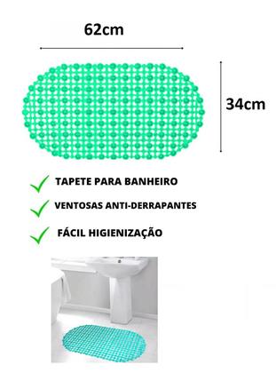 Imagem de Tapete Antiderrapante Banheiro Box Chuveiro Ventosa 60x40