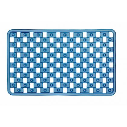 Imagem de Tapete Antiderrapante Banheiro Cozinha Flexivel AZUL PVC Cristal 64x39cm Aquaplas