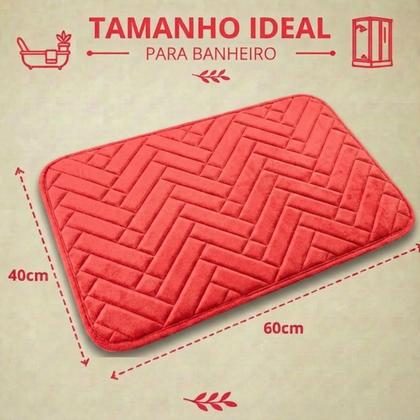 Imagem de Tapete Antiderrapante De Banheiro Secagem Rápida Vermelho 40x60 - Castela