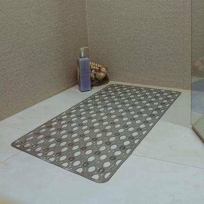 Imagem de Tapete Antiderrapante De Box Retangular 67x35cm Uzoo Fumê