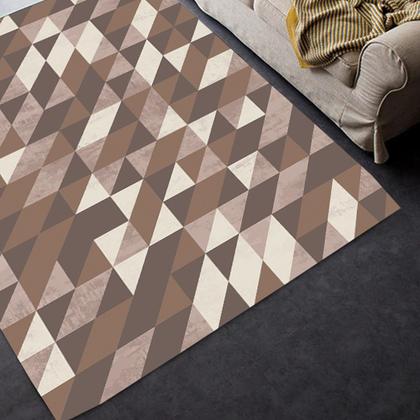 Imagem de Tapete Antiderrapante Geométrico Marrom Cronos 140x200cm Casa Dona
