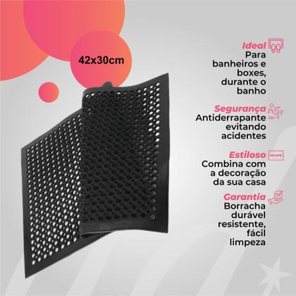 Imagem de Tapete antiderrapante para box de banheiro na cor preta