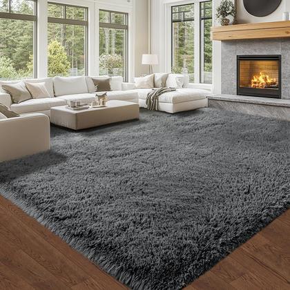 Imagem de Tapete Area Topmaxcs Fluffy Shag Grey 240x300cm para sala de estar