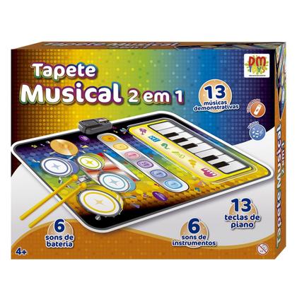 Imagem de Tapete Atividades Bateria Piano Musical Bebê Infantil 2 Em 1