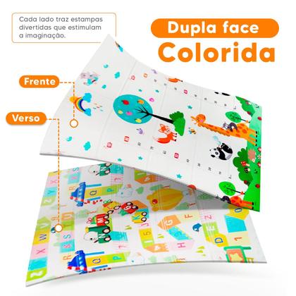 Imagem de Tapete Atividades Infantil Bebê Dobrável Tatame Dupla Face