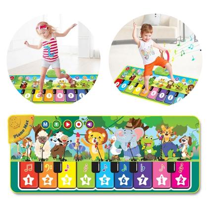 Imagem de Tapete Atividades Piano Musical Bichos Bebê Infantil Luz Som