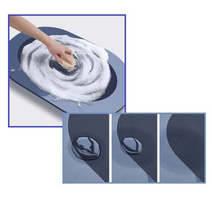Imagem de Tapete Banheiro Absorvente Macio Antiderrapante Oval Azul ou Verde