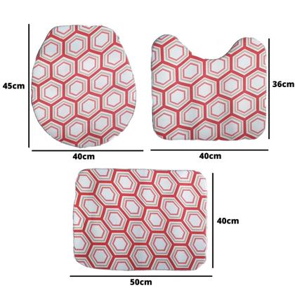 Imagem de Tapete Banheiro Antiderrapante Jogo Conjunto 3 Peças Costuras Reforçadas Top de Linha Atacado