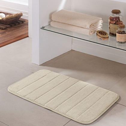 Imagem de Tapete Banheiro Retangular Macio Antiderrapante Marfim 2un