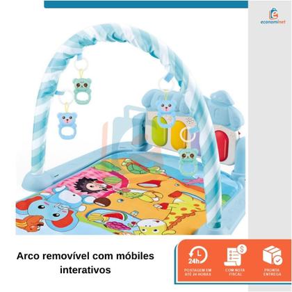 Imagem de Tapete Bebê Mobile Musical Melodia Baby Style Animais Tatame Infantil Portátil Termico Musical Piano Ginásio Atividades Educativo Interativo